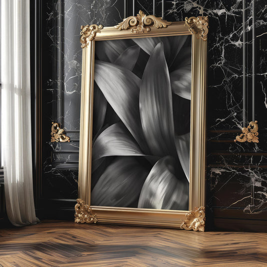 Botanical Photo | Abstract Leaf Macro Photography Print | Black & White Minimal abstract wall art print, geometric minimalist poster, modern Scandinavian decor, Monohaus