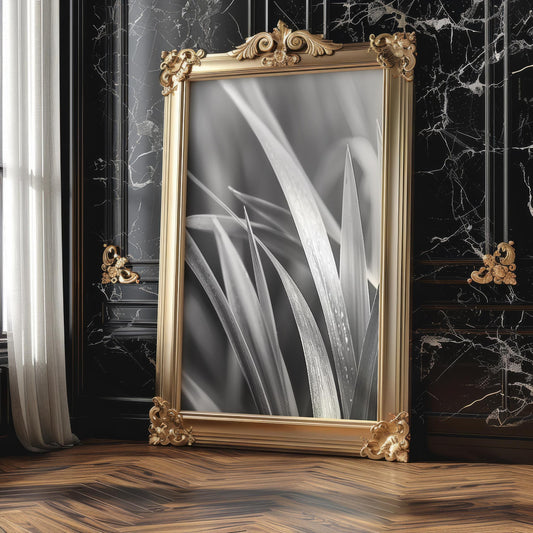 Botanical Photo | Abstract Leaf Macro Photography Print | Black & White Minimal abstract wall art print, geometric minimalist poster, modern Scandinavian decor, Monohaus