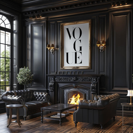 Designer Wall Art | Vogue Typography Print | Black And White Fashion Poster typography wall art print, minimalist black and white type poster, modern graphic design decor, Monohaus