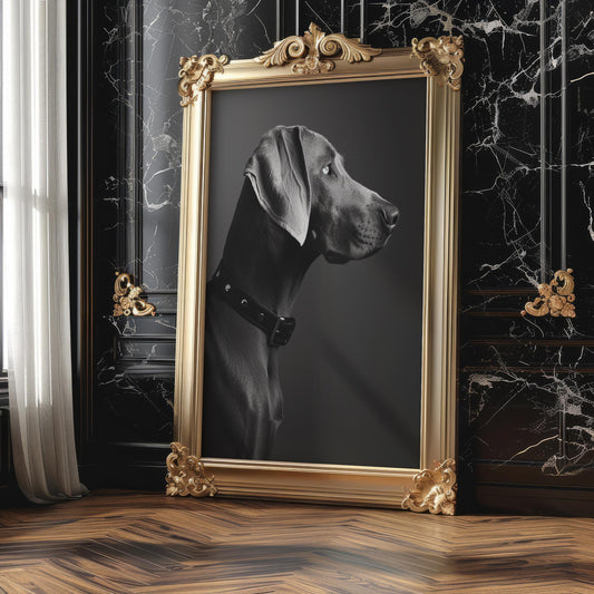 Dog Photography Weimaraner Pet Art Print | Minimalist Black & White Canine wall art print, minimalist black and white poster, modern Scandinavian wall decor, Monohaus