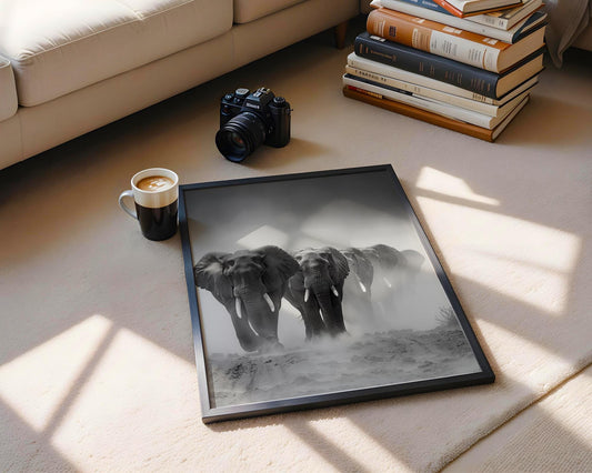 Wildlife Poster | Elephant Print | Black & White Photography, Minimalist Safari Wall Art wall art print, minimalist black and white poster, modern Scandinavian wall decor, Monohaus