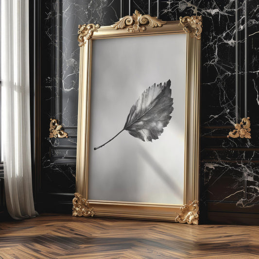 Botanical Photo | Abstract Leaf Macro Photography Print | Black & White Minimal abstract wall art print, geometric minimalist poster, modern Scandinavian decor, Monohaus