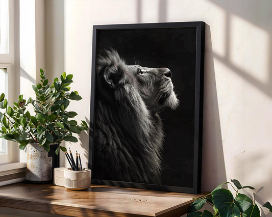 Wildlife Poster | Lion Profile Art Print | Black & White Photography, Modern Minimalist Decor wall art print, minimalist black and white poster, modern Scandinavian wall decor, Monohaus
