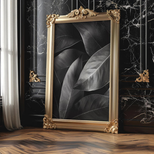 Botanical Photo | Abstract Leaf Macro Photography Print | Black & White Minimal abstract wall art print, geometric minimalist poster, modern Scandinavian decor, Monohaus