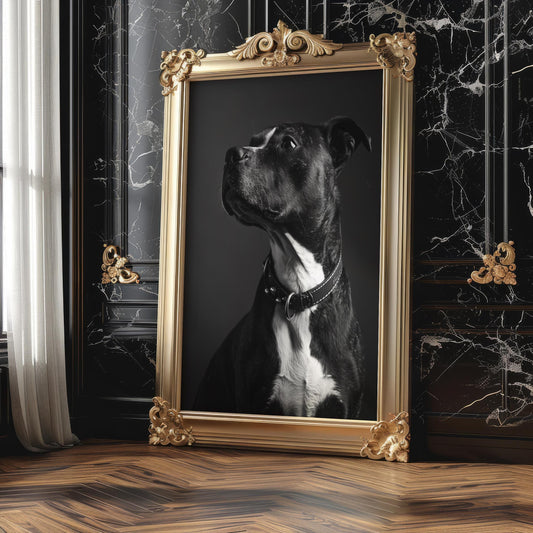 Dog Photography Pitbull Portrait Print | Black and White , Modern Home Decor wall art print, minimalist black and white poster, modern Scandinavian wall decor, Monohaus