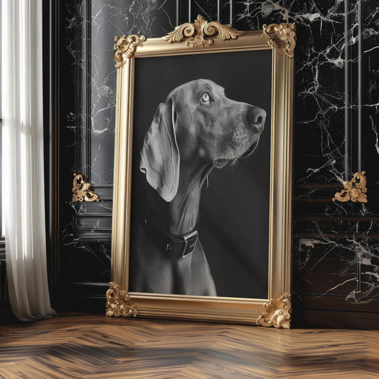 Dog Photography Weimaraner Modern Print Black and White Scandi Home wall art print, minimalist black and white poster, modern Scandinavian wall decor, Monohaus