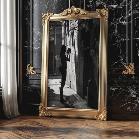 Urban Photography | Photographer Silhouette Minimal Black & White Street Scene black and white photo print, minimalist monochrome wall art poster for modern interiors, Monohaus