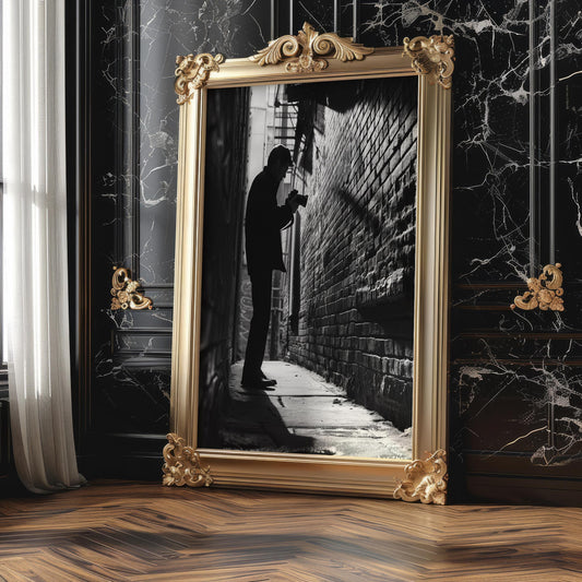 Urban Photography | Photographer Silhouette Minimal Black & White Street Scene black and white photo print, minimalist monochrome wall art poster for modern interiors, Monohaus