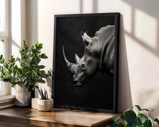 Wildlife Poster | Rhino Print | Minimalist Black & White Safari Photography wall art print, minimalist black and white poster, modern Scandinavian wall decor, Monohaus