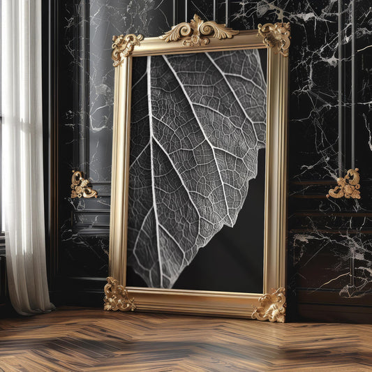 Botanical Photo | Abstract Leaf Macro Photography Print | Black & White Minimal abstract wall art print, geometric minimalist poster, modern Scandinavian decor, Monohaus