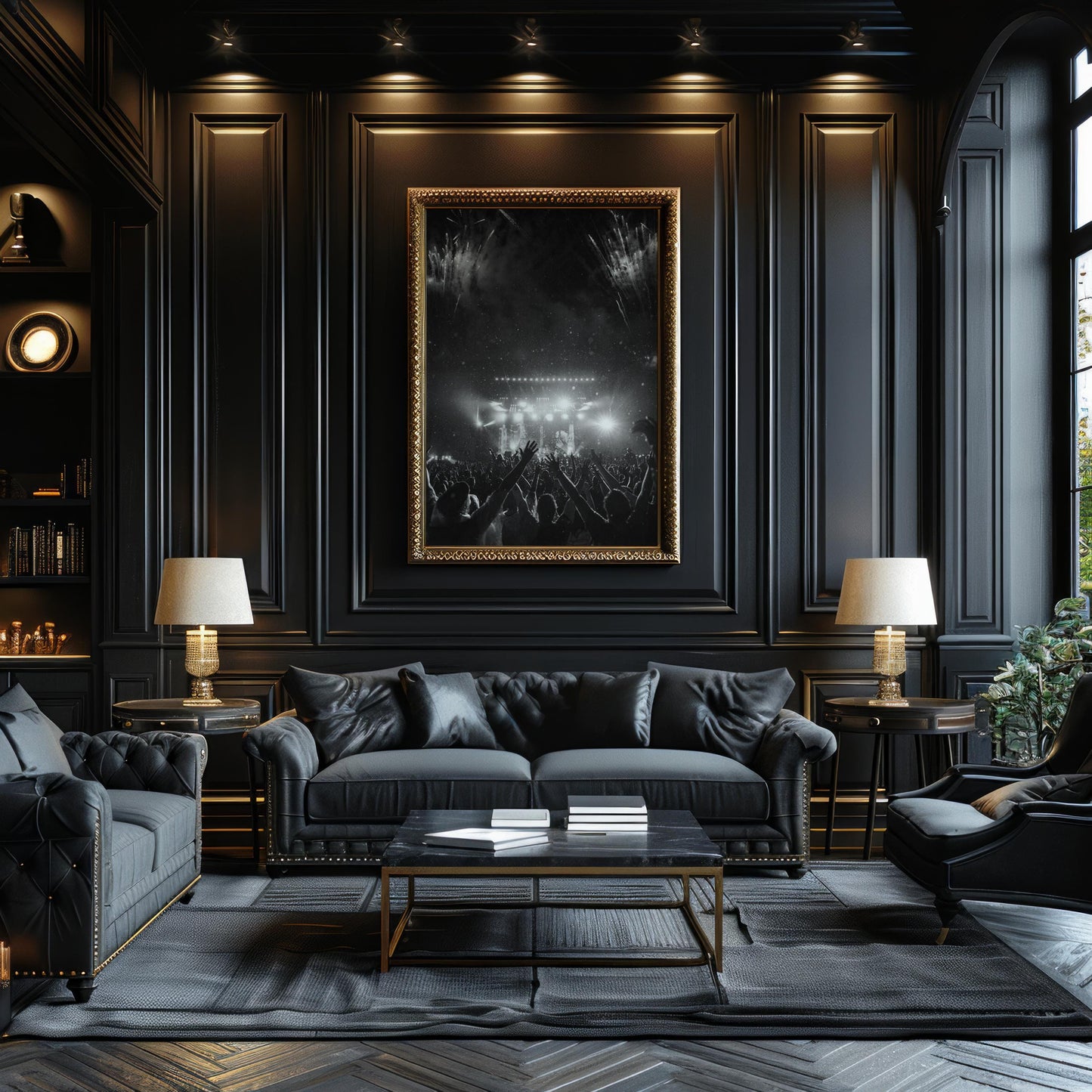 Designer Wall Art | Monochrome Concert Crowd Print | Modern Music Festival wall art print, minimalist black and white poster, modern Scandinavian wall decor, Monohaus