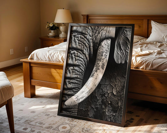 Wildlife Poster | Elephant Tusk Print | Minimalist Photography, Modern Safari Decor wall art print, minimalist black and white poster, modern Scandinavian wall decor, Monohaus
