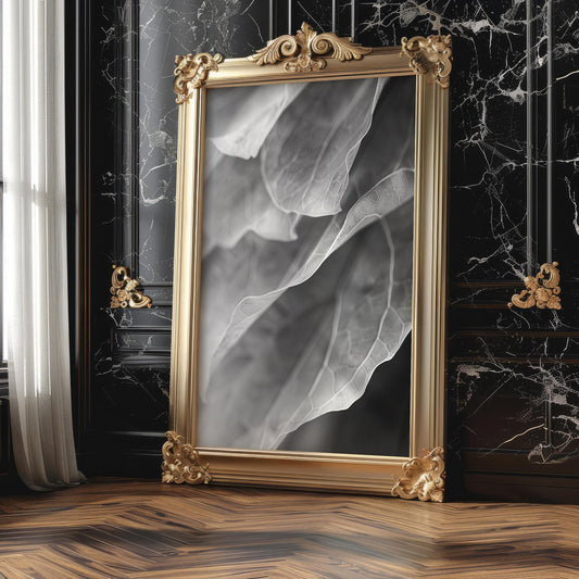 Botanical Photo | Abstract Leaf Macro Photography Print | Black & White Minimal abstract wall art print, geometric minimalist poster, modern Scandinavian decor, Monohaus