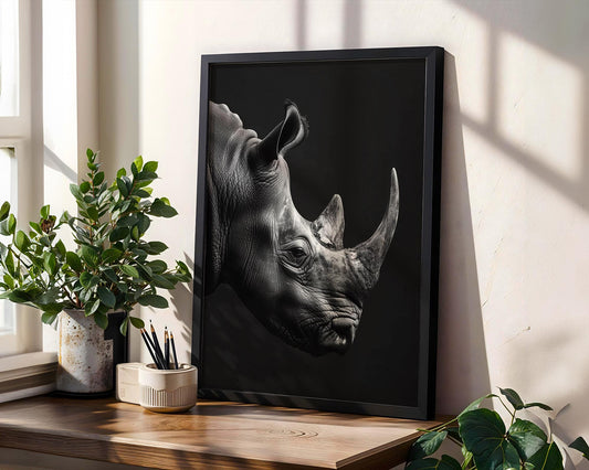 Wildlife Poster | Rhino Print | Minimalist Black & White Safari Photography wall art print, minimalist black and white poster, modern Scandinavian wall decor, Monohaus