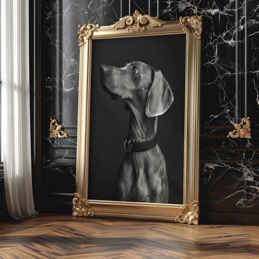 Dog Photography Weimaraner Modern Print Black and White Scandi Home wall art print, minimalist black and white poster, modern Scandinavian wall decor, Monohaus