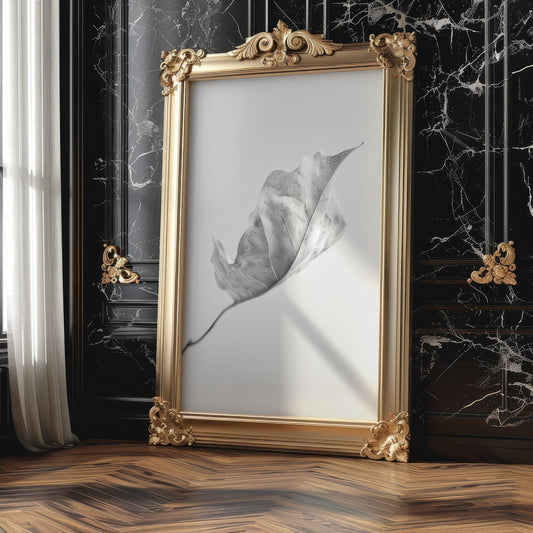 Botanical Photo | Abstract Leaf Macro Photography Print | Black & White Minimal abstract wall art print, geometric minimalist poster, modern Scandinavian decor, Monohaus