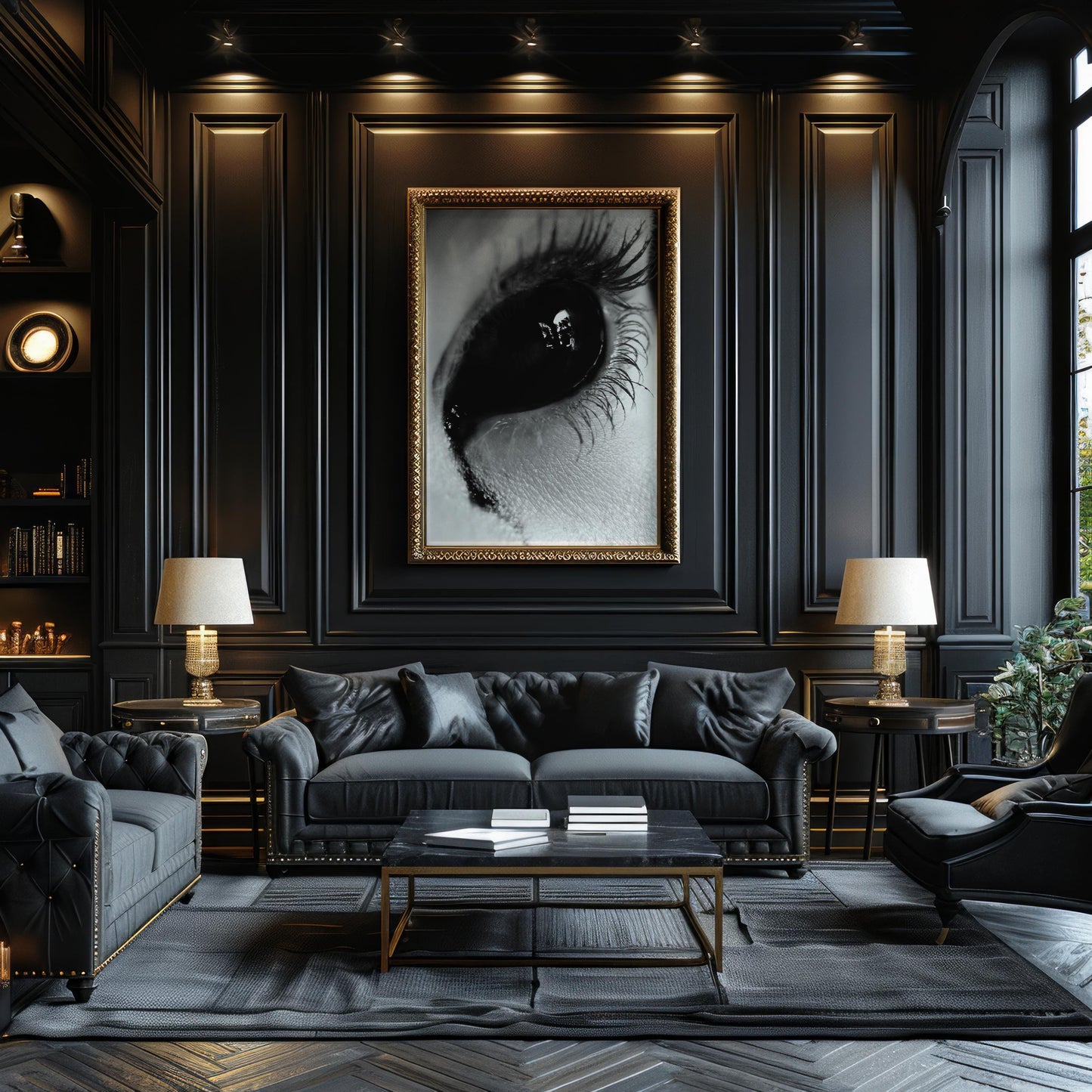 Designer Wall Art | Black Eye Close-Up Print | Moody Gothic Photography wall art print, minimalist black and white poster, modern Scandinavian wall decor, Monohaus