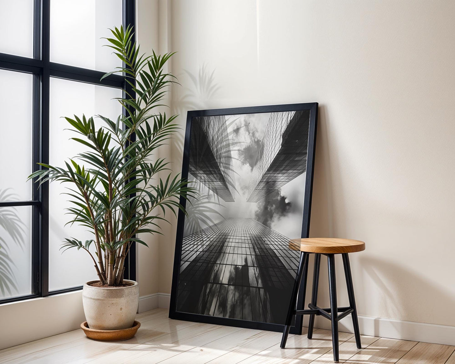 Urban Photography | Abstract Skyscraper Building Print | Minimal City Wall Art wall art print, black and white architectural poster, minimalist modern Scandinavian wall decor, Monohaus