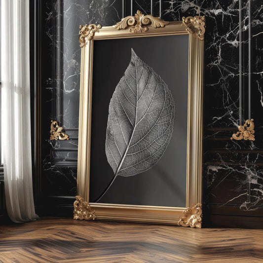 Botanical Photo | Abstract Leaf Macro Photography Print | Black & White Minimal abstract wall art print, geometric minimalist poster, modern Scandinavian decor, Monohaus