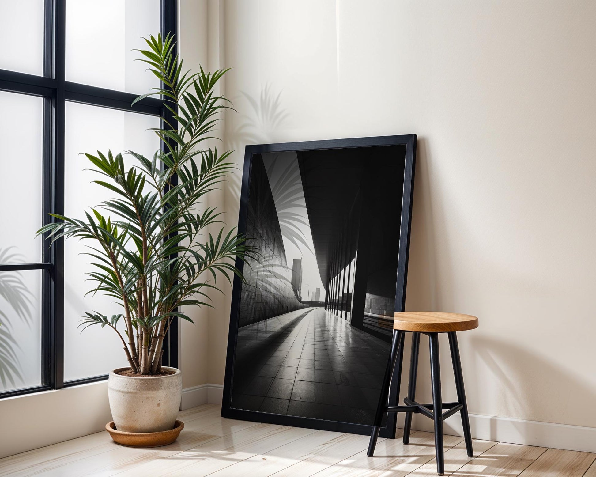 Urban Photography | Abstract Curved Modern Architecture Print Black and White wall art print, black and white architectural poster, minimalist modern Scandinavian wall decor, Monohaus