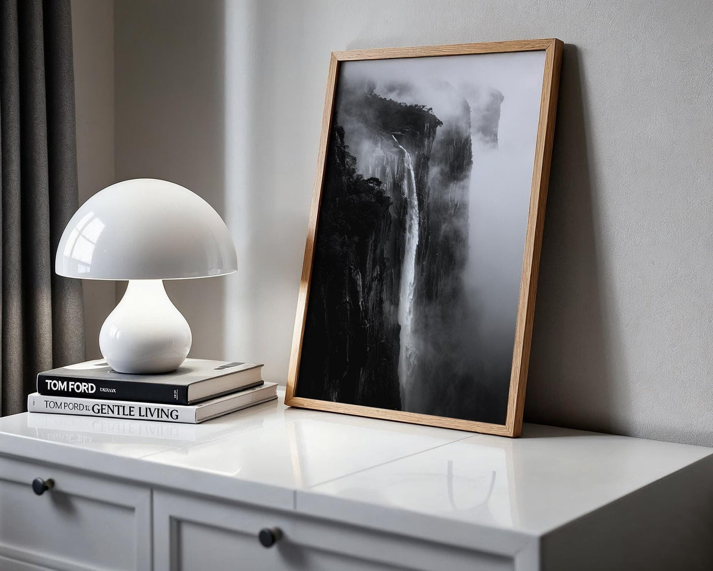 World Landmark | Waterfall Photography Print | Dramatic Black and White Landscape Wall Art wall art print, minimalist black and white poster, modern Scandinavian wall decor, Monohaus