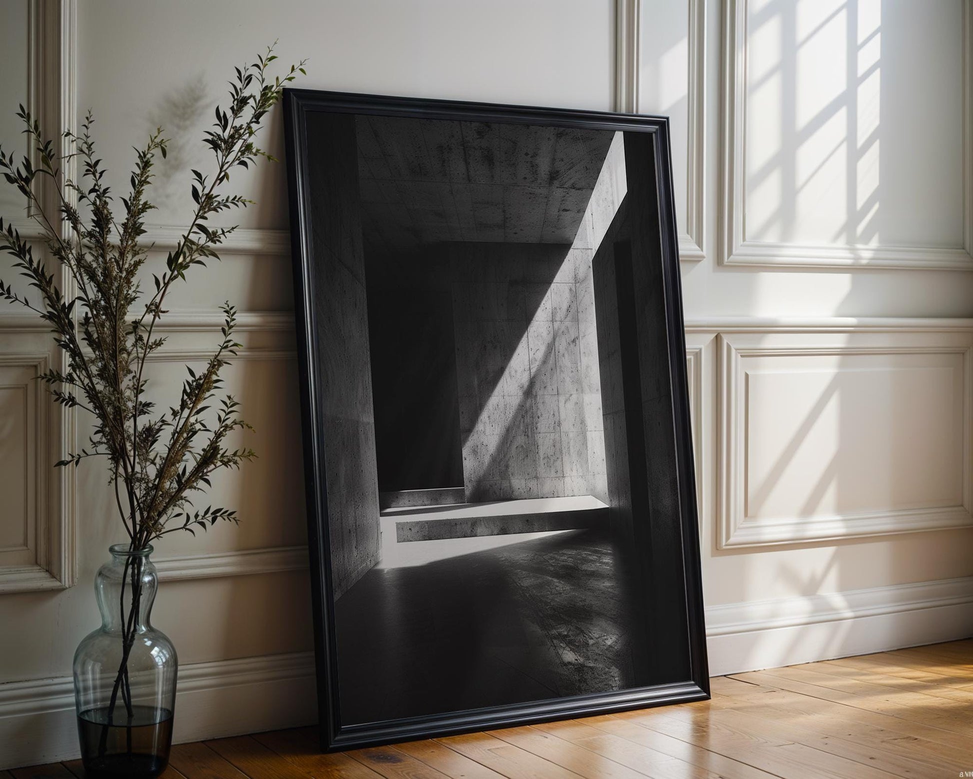 Urban Photography | Concrete Hallway Art | Minimal Architectural Home Decor wall art print, black and white architectural poster, minimalist modern Scandinavian wall decor, Monohaus