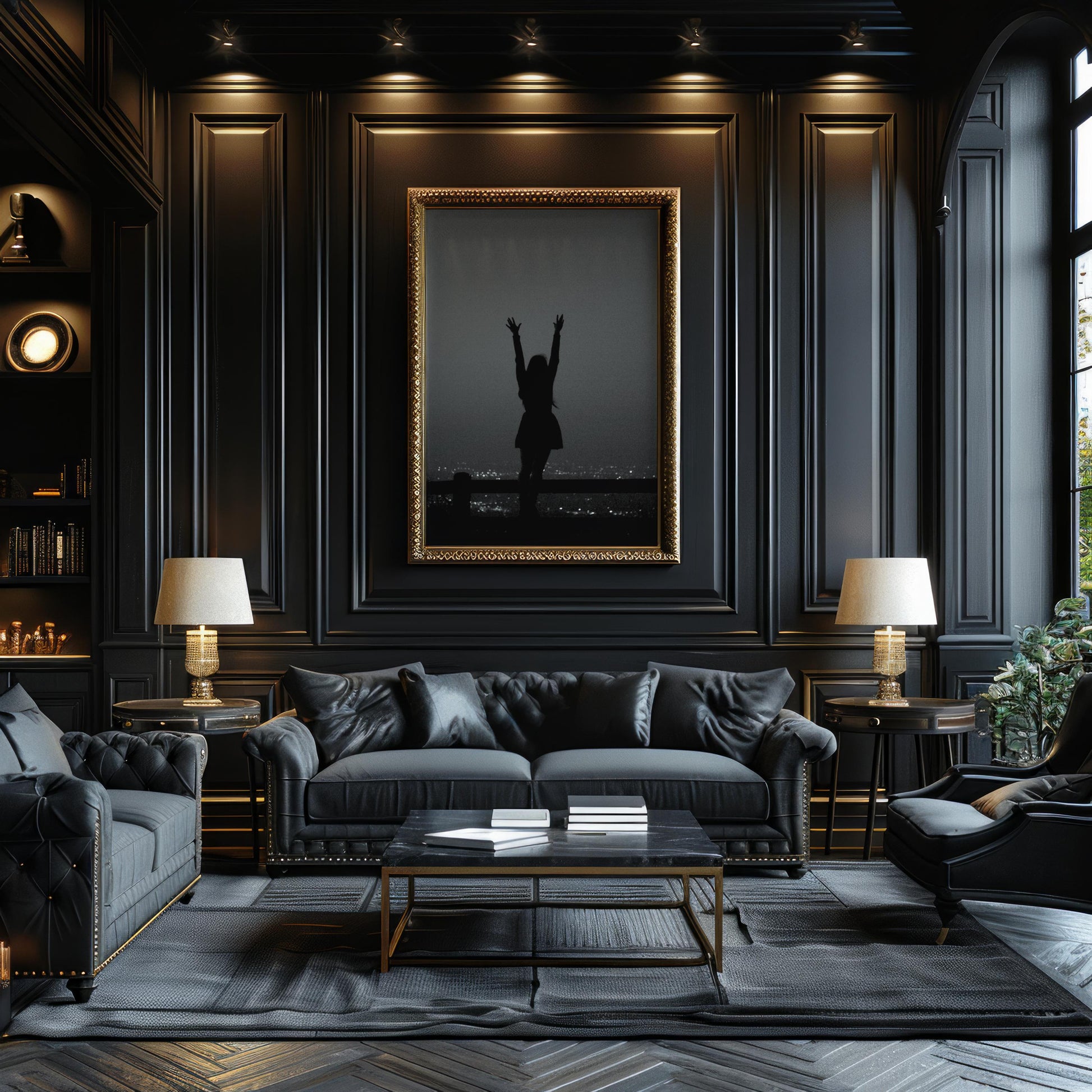 Woman Silhouette City View Art Print | Minimalist Modern Wall Decor wall art print, black and white architectural poster, minimalist modern Scandinavian wall decor, Monohaus