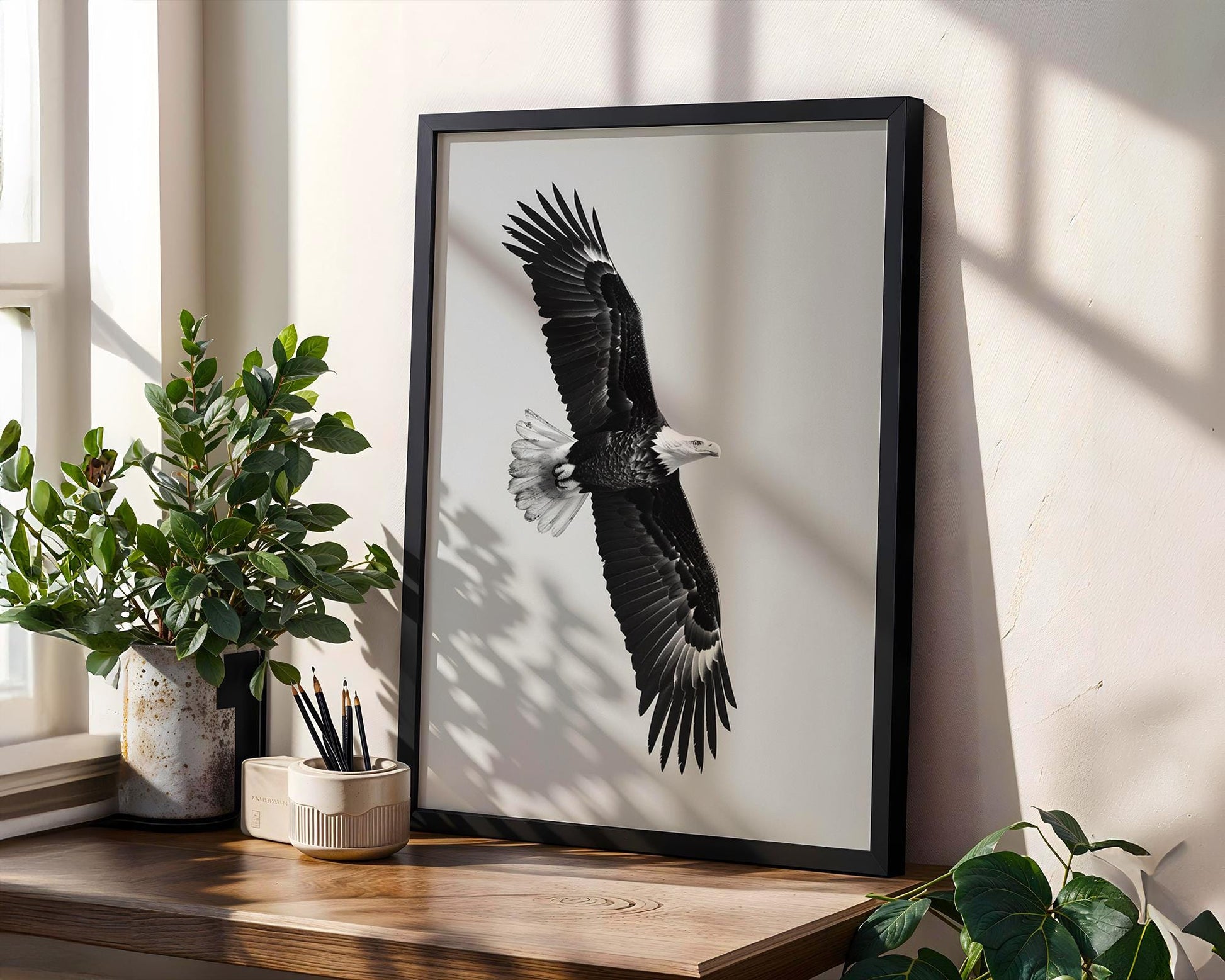 Wildlife Poster | Eagle in Flight Art Print | Black & White Photography, Modern Wall Decor wall art print, minimalist black and white poster, modern Scandinavian wall decor, Monohaus