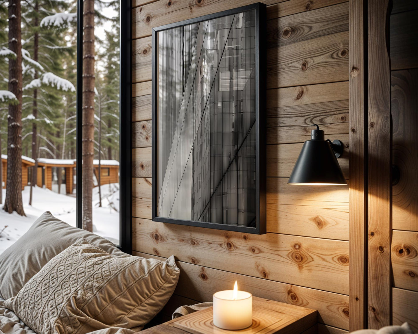 Minimal Wall Art Glass Geometry | Black and White Architecture Photography wall art print, black and white architectural poster, minimalist modern Scandinavian wall decor, Monohaus