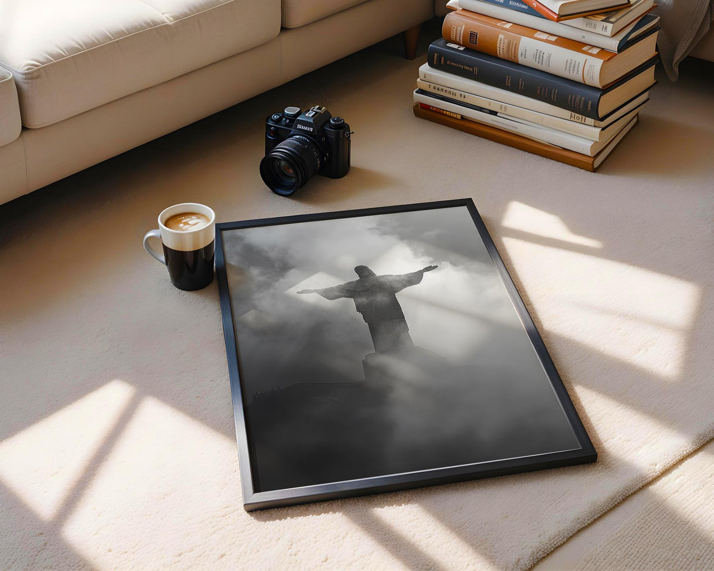 World Landmark | Christ the Redeemer Print | Black and White Rio de Janeiro Photography wall art print, minimalist black and white poster, modern Scandinavian wall decor, Monohaus