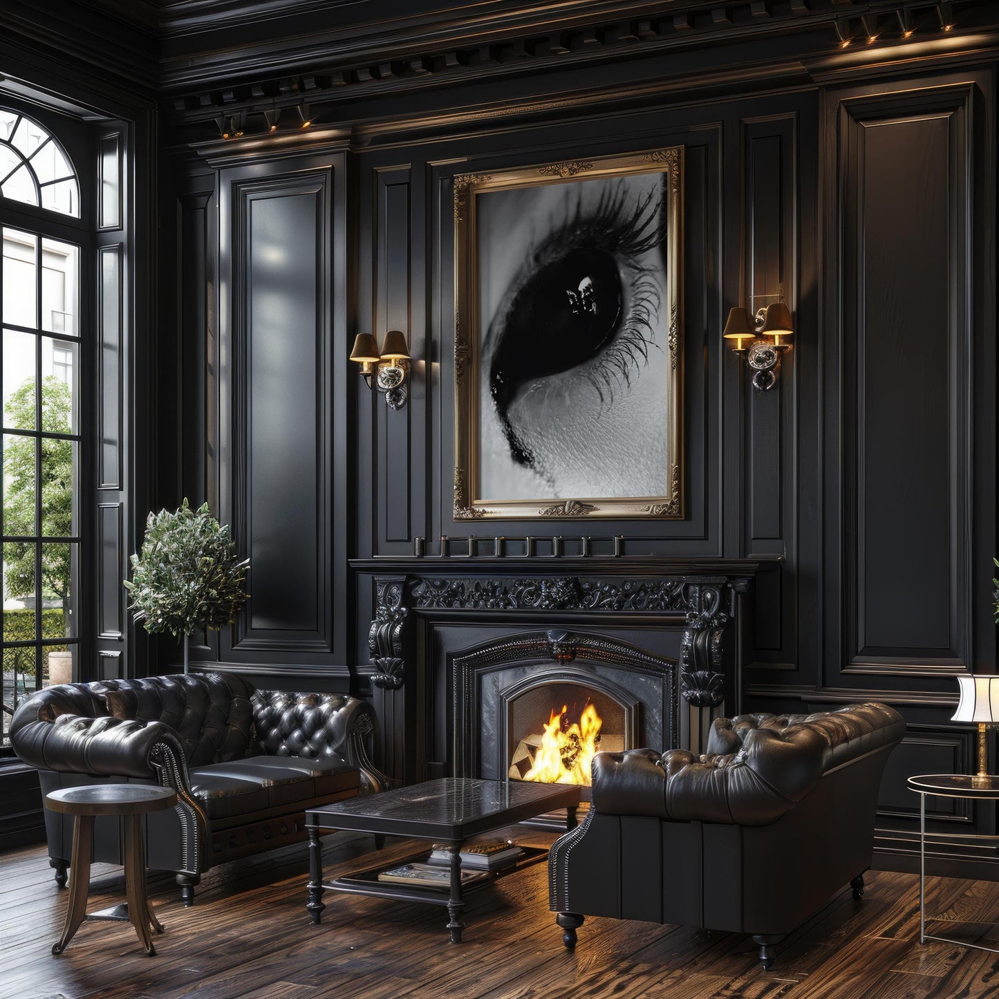 Designer Wall Art | Black Eye Close-Up Print | Moody Gothic Photography wall art print, minimalist black and white poster, modern Scandinavian wall decor, Monohaus