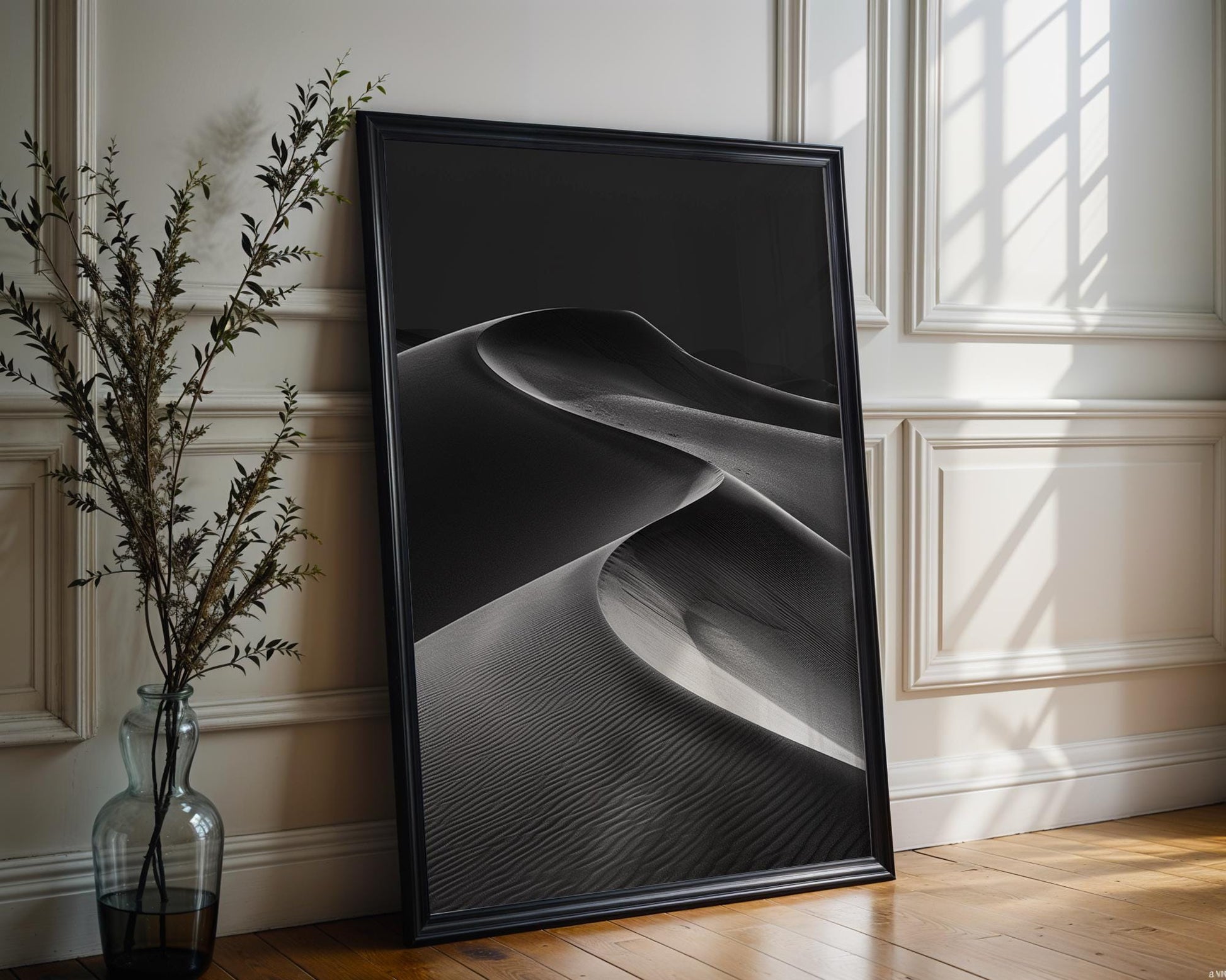 Botanical Photo | Desert Sand Dunes Print Black and White | Nature Landscape wall art print, minimalist black and white poster, modern Scandinavian wall decor, Monohaus