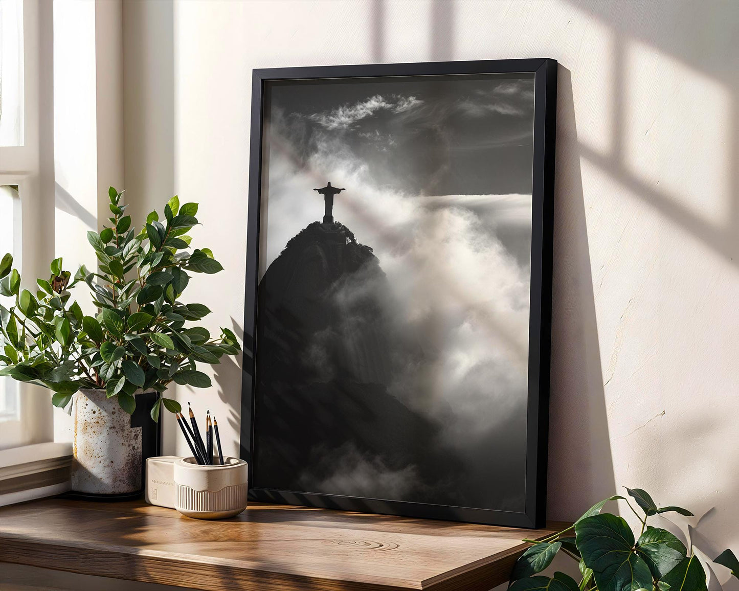World Landmark | Christ the Redeemer Print | Black and White Rio Photography wall art print, minimalist black and white poster, modern Scandinavian wall decor, Monohaus