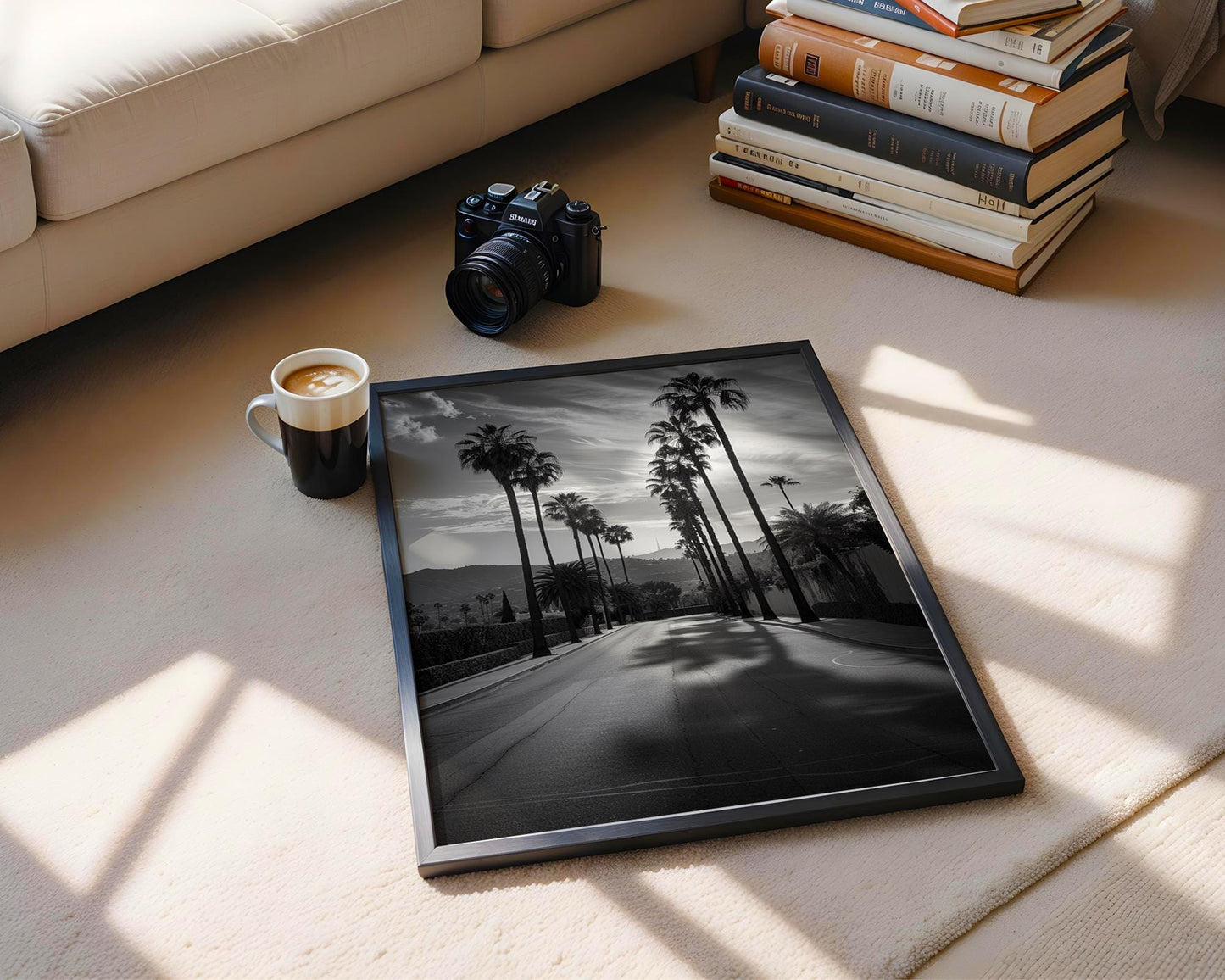 World Landmark | Beverly Hills Palms Print | Black and White Photography, California Wall Art wall art print, minimalist black and white poster, modern Scandinavian wall decor, Monohaus