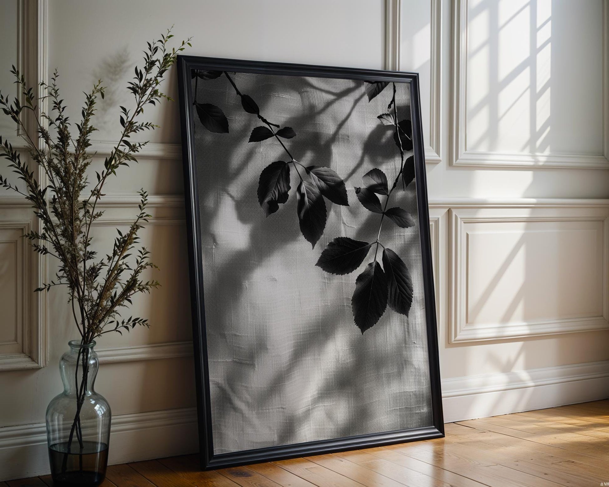 Botanical Photo | Dramatic Shadow Leaf Print Set 2 | Minimal Wall Art Black & White  Home Decor | Abstract Plant Art Bathroom Poster abstract wall art print, geometric minimalist poster, modern Scandinavian decor, Monohaus