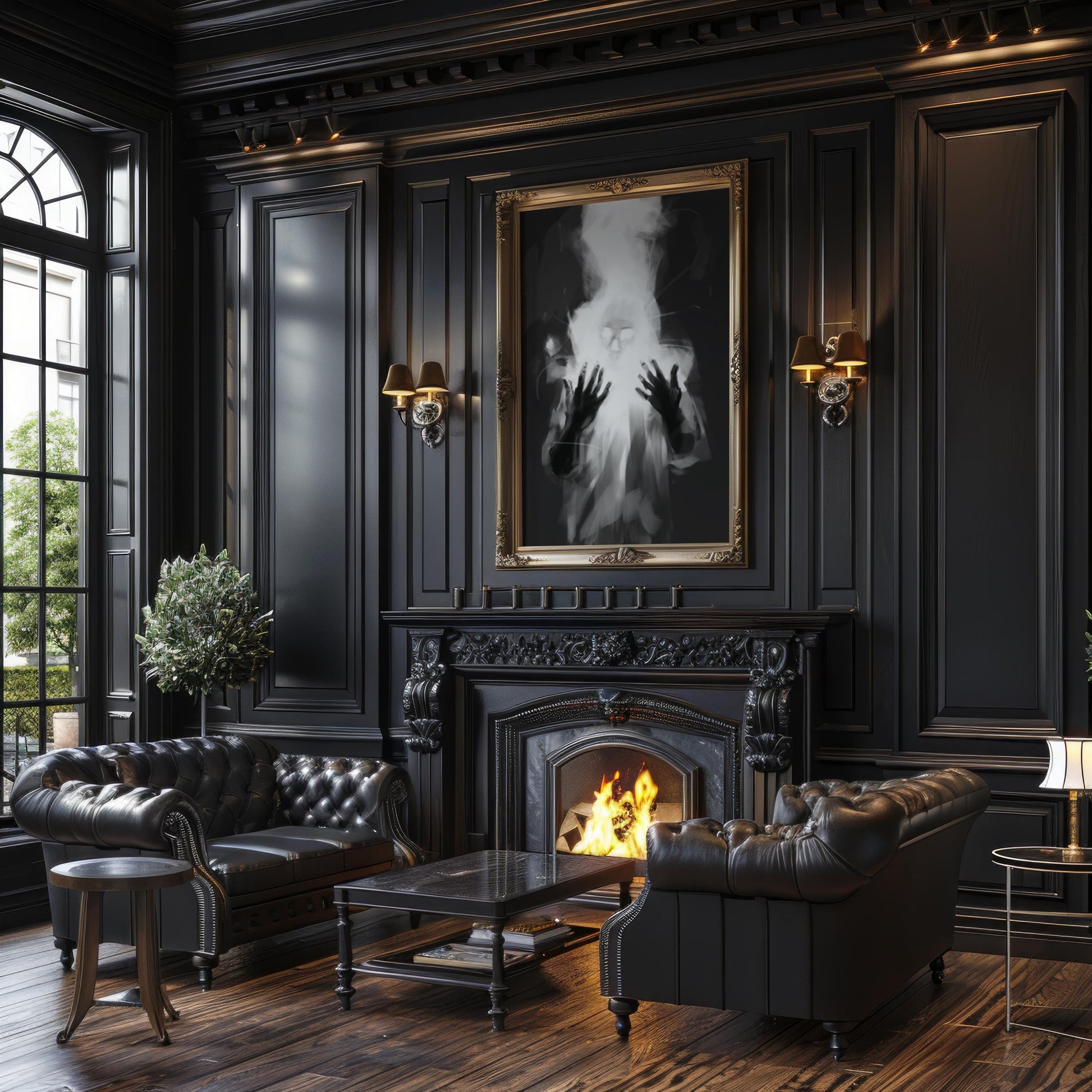 Designer Wall Art | Surreal Ghost Figure Print | Black and White Fantasy Poster wall art print, minimalist black and white poster, modern Scandinavian wall decor, Monohaus