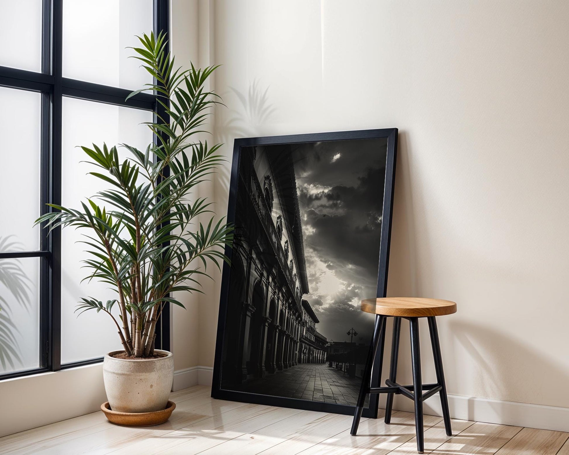 World Landmark | Puebla Mexico Architecture Print | Black and White Photography wall art print, black and white architectural poster, minimalist modern Scandinavian wall decor, Monohaus