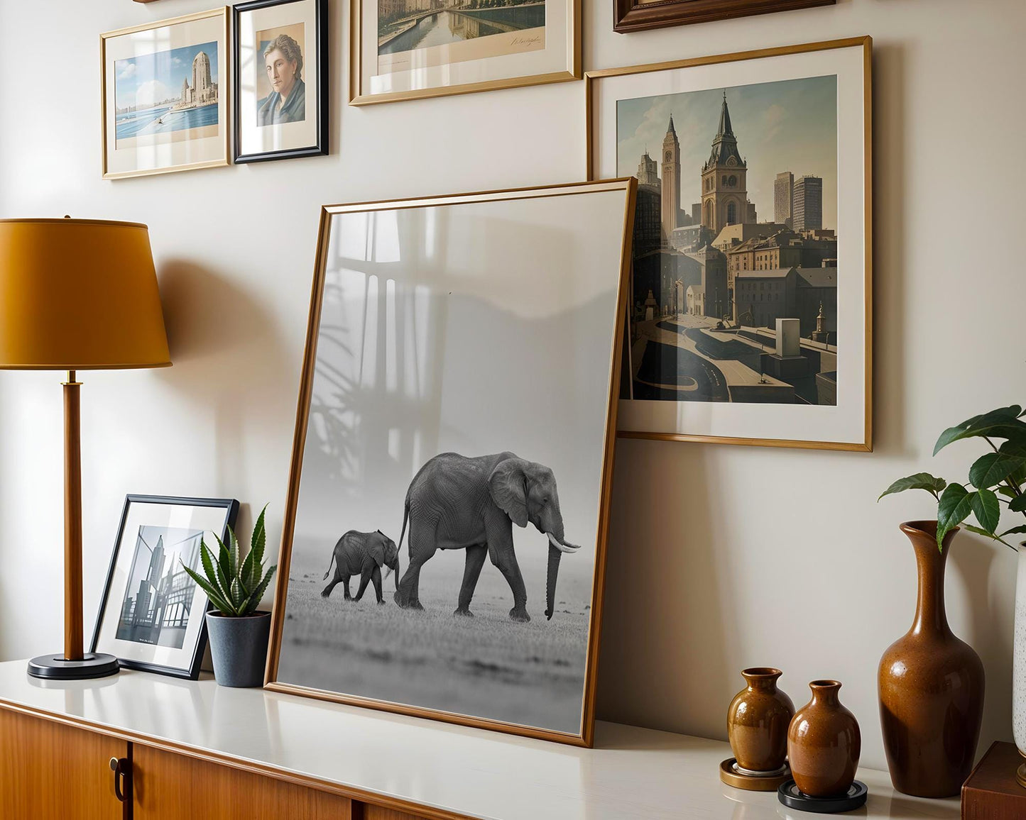 Wildlife Poster | Elephant Calf Art Print • Black & White Safari Photography wall art print, minimalist black and white poster, modern Scandinavian wall decor, Monohaus