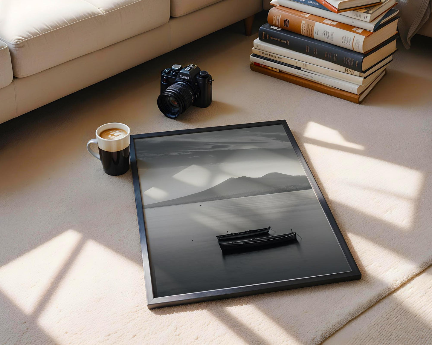 World Landmark | Naples Italy Seascape Print | Mount Vesuvius Minimalist Photography
