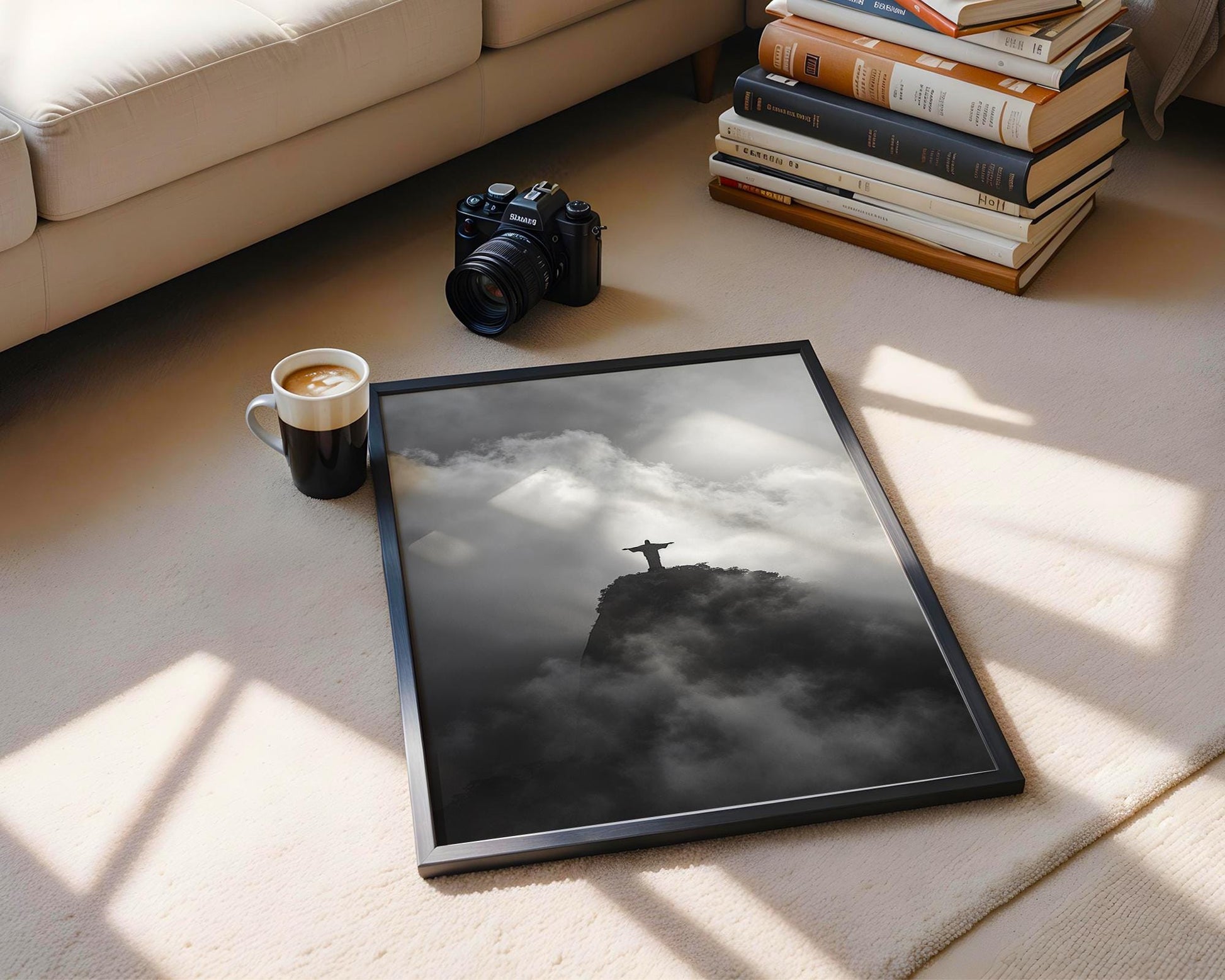 World Landmark | Christ the Redeemer Print | Black and White Rio de Janeiro Photography wall art print, minimalist black and white poster, modern Scandinavian wall decor, Monohaus