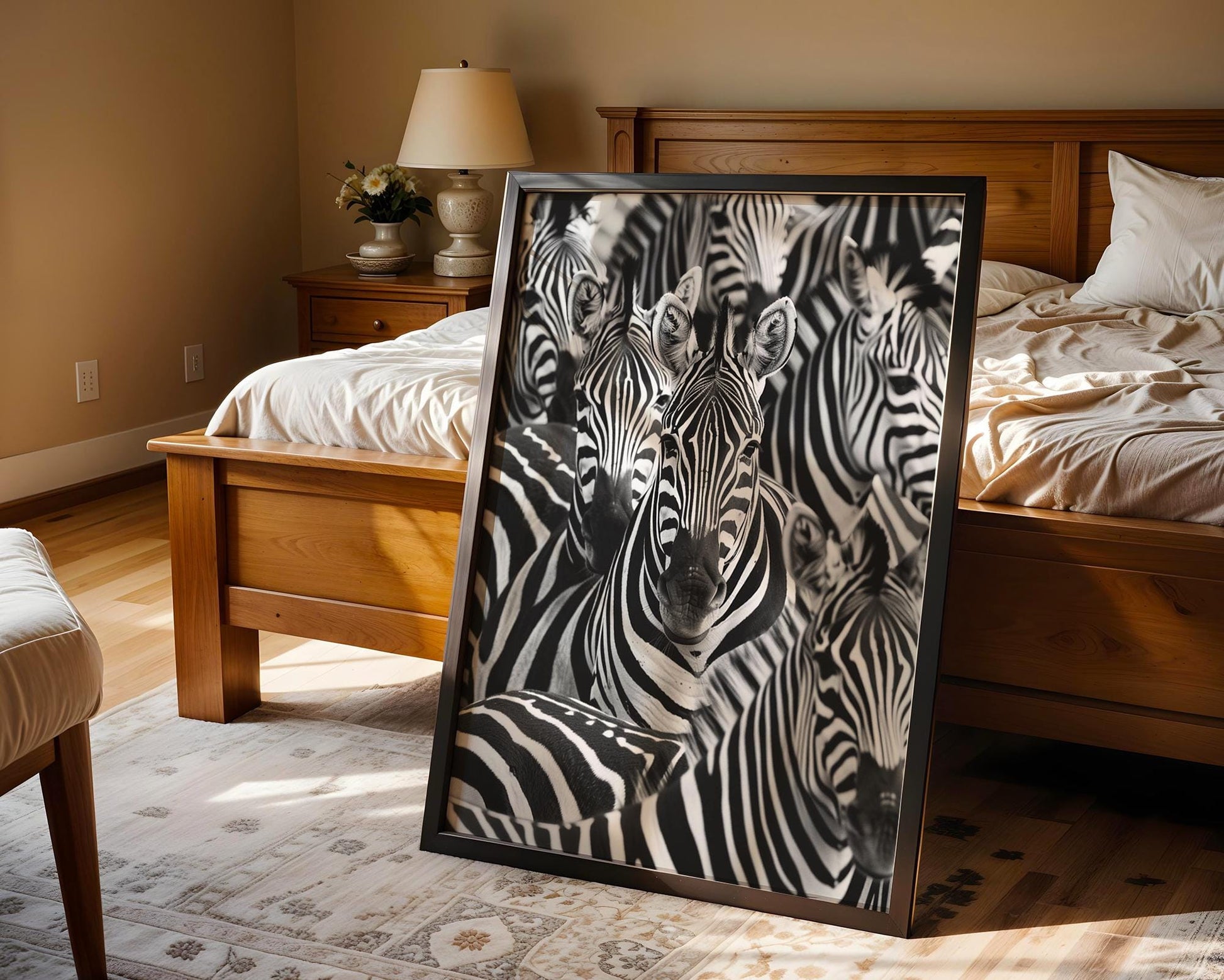 Wildlife Poster | Minimalist Zebra Herd Print | Black & White Safari Photography wall art print, minimalist black and white poster, modern Scandinavian wall decor, Monohaus