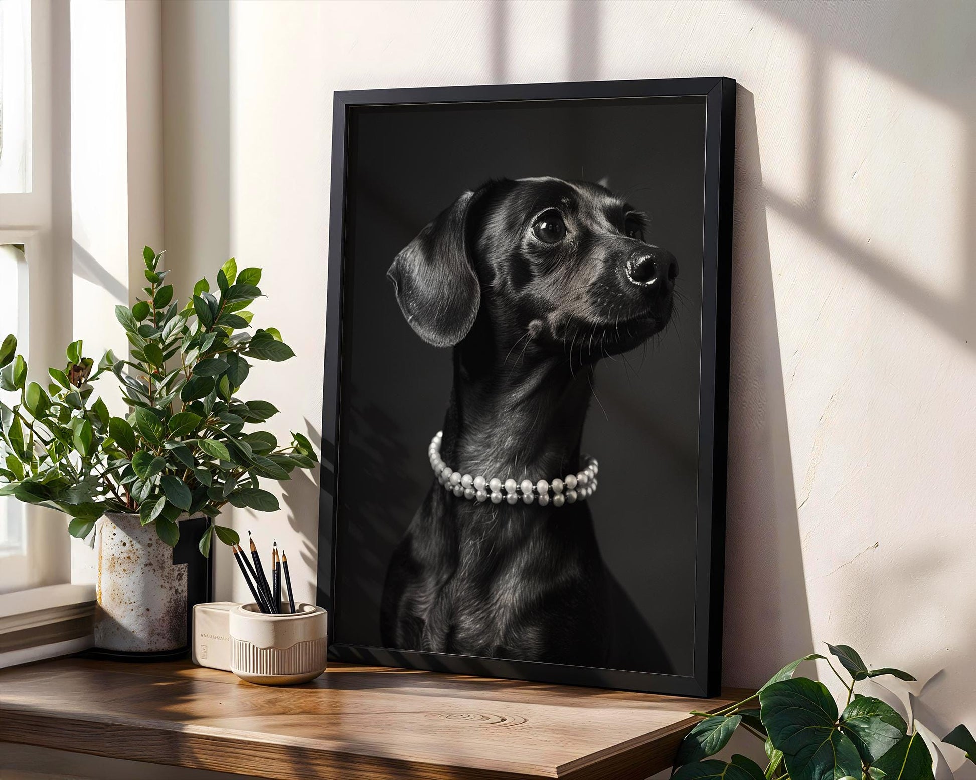 Dog Photography Dachshund Pet Art Print | Modern Poster Black & White wall art print, minimalist black and white poster, modern Scandinavian wall decor, Monohaus
