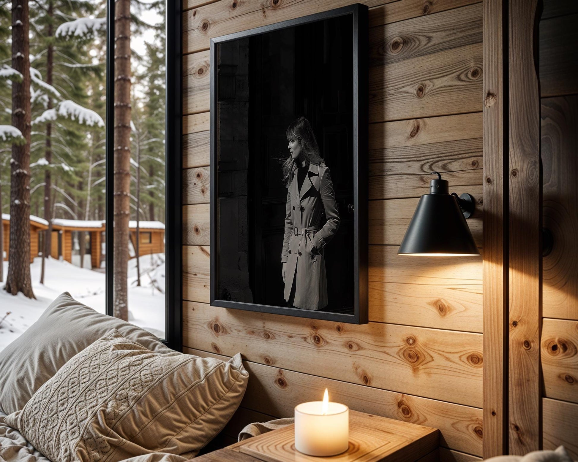 Veiled Woman Art Print | Moody Dark Photography, Bedroom Wall Decor wall art print, minimalist black and white poster, modern Scandinavian wall decor, Monohaus