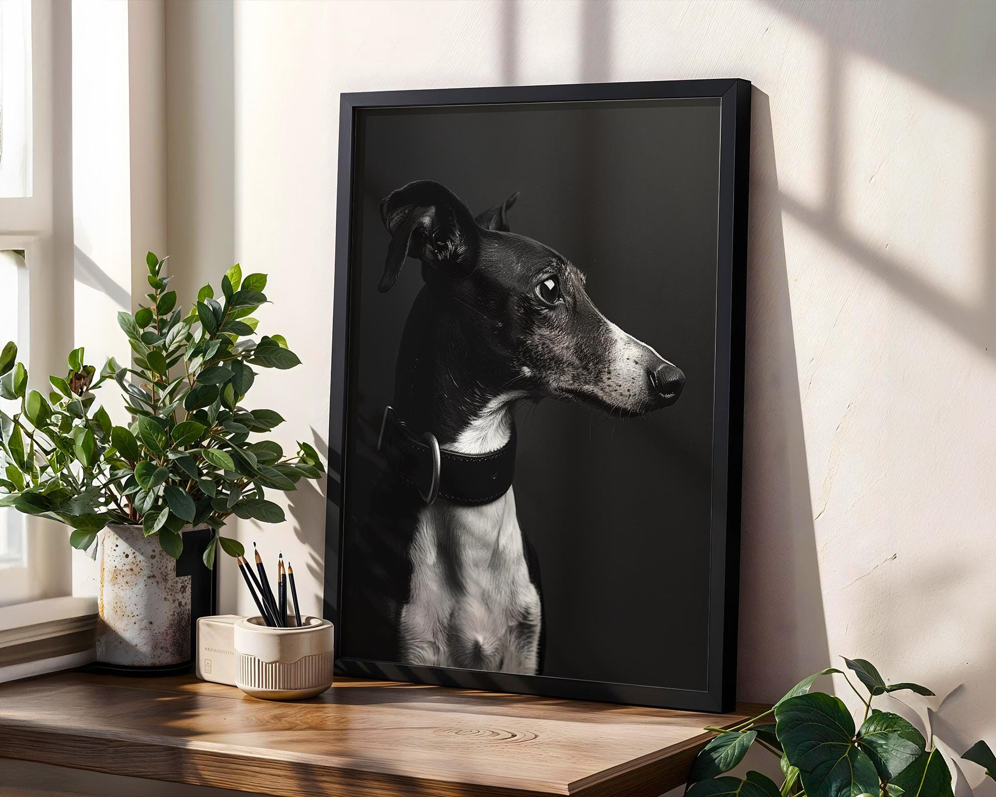 Dog Photography Greyhound Print Black and White | Minimalist Whippet Fine Art wall art print, minimalist black and white poster, modern Scandinavian wall decor, Monohaus