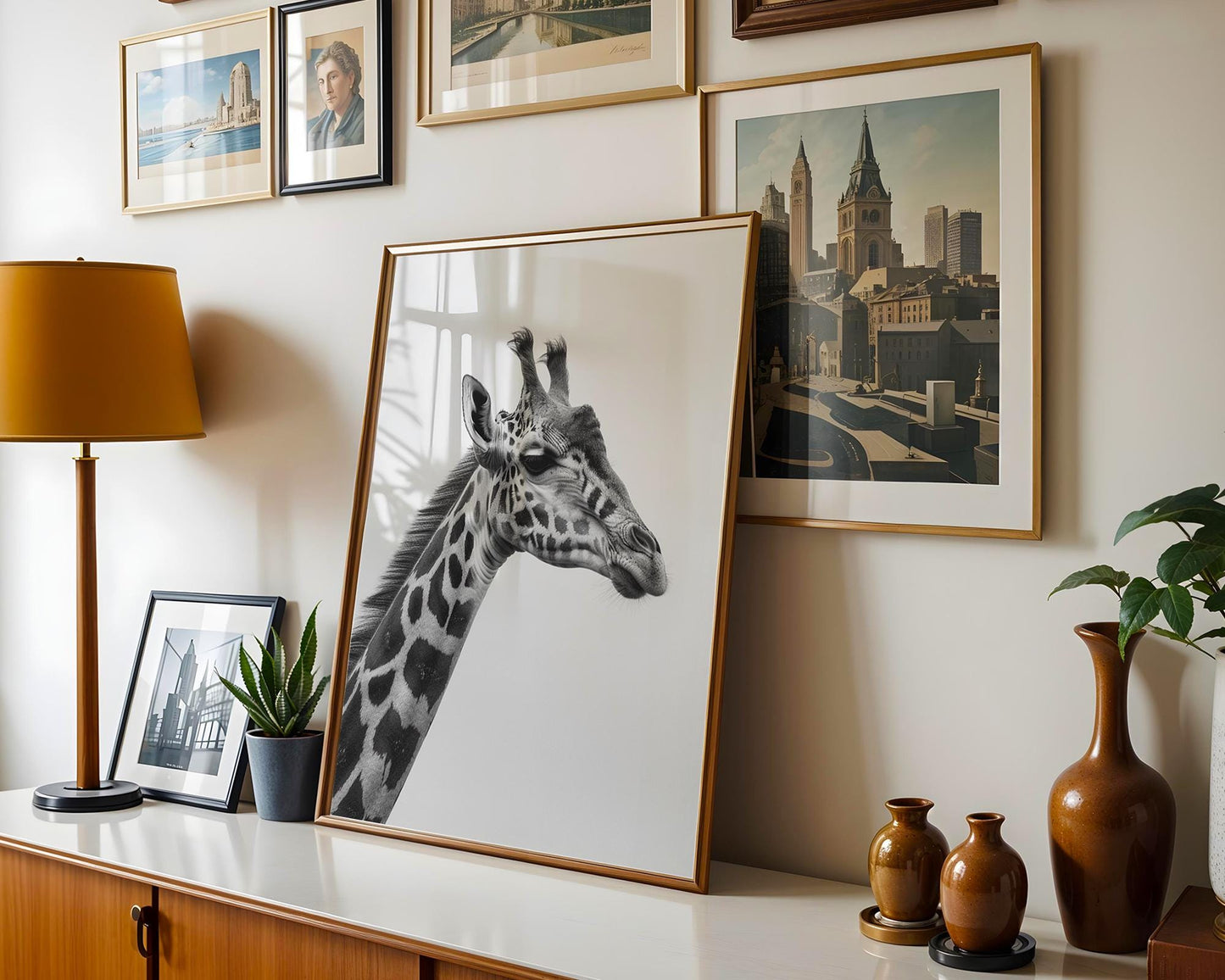 Wildlife Poster | Giraffe Profile Print | Black & White Safari Photography wall art print, minimalist black and white poster, modern Scandinavian wall decor, Monohaus