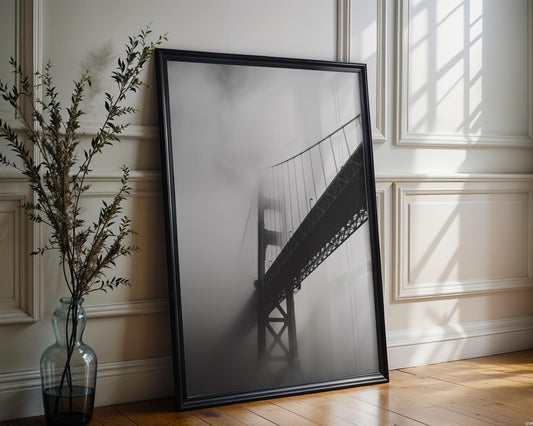World Landmark | Golden Gate Bridge Photography Print | Moody Black and White Wall Art wall art print, minimalist black and white poster, modern Scandinavian wall decor, Monohaus