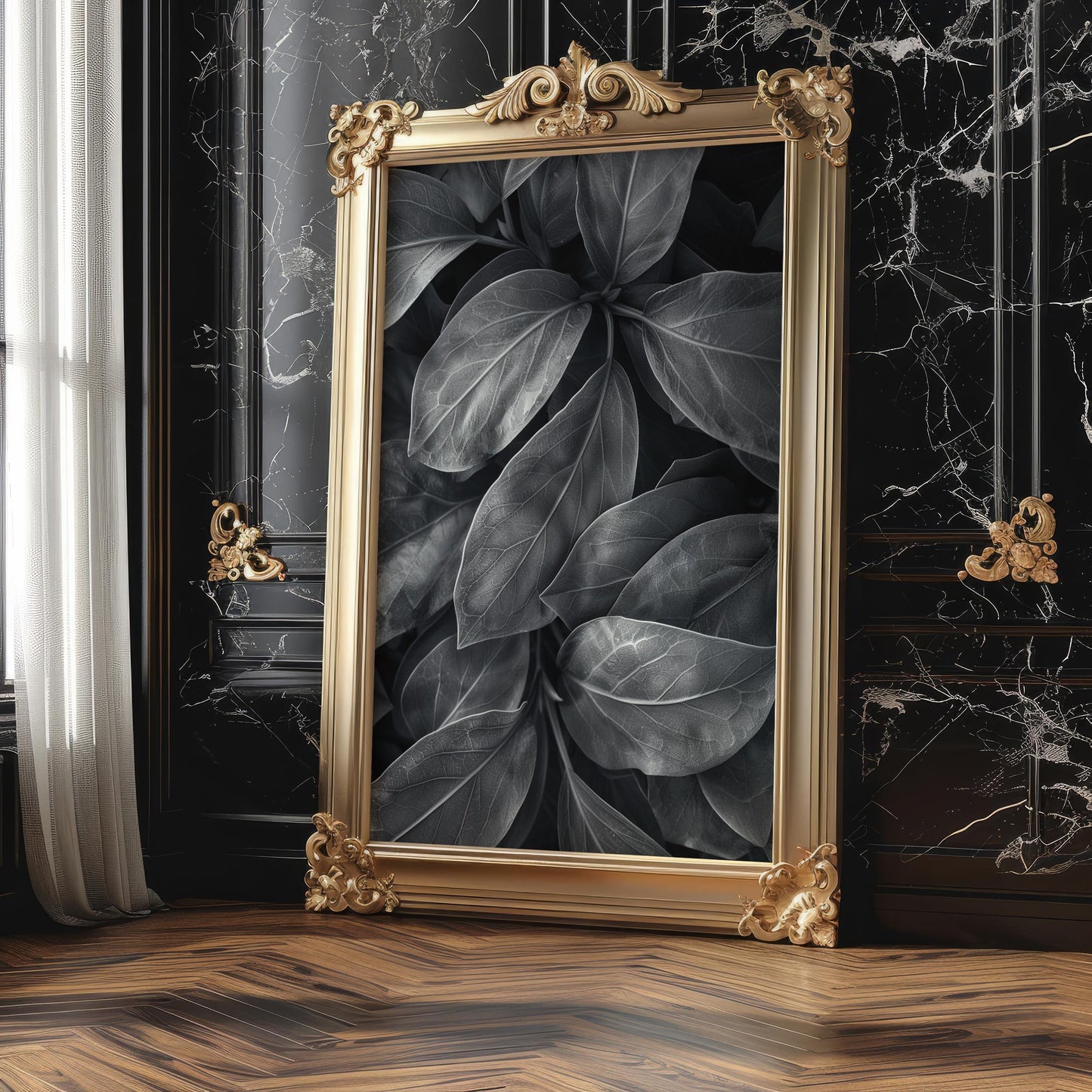 Botanical Photo | Dark  Leaves | Black and White Fine Art Photography | Minimal Nature Wall Art | Monochrome Home Decor | Modern Wall Print wall art print, minimalist black and white poster, modern Scandinavian wall decor, Monohaus