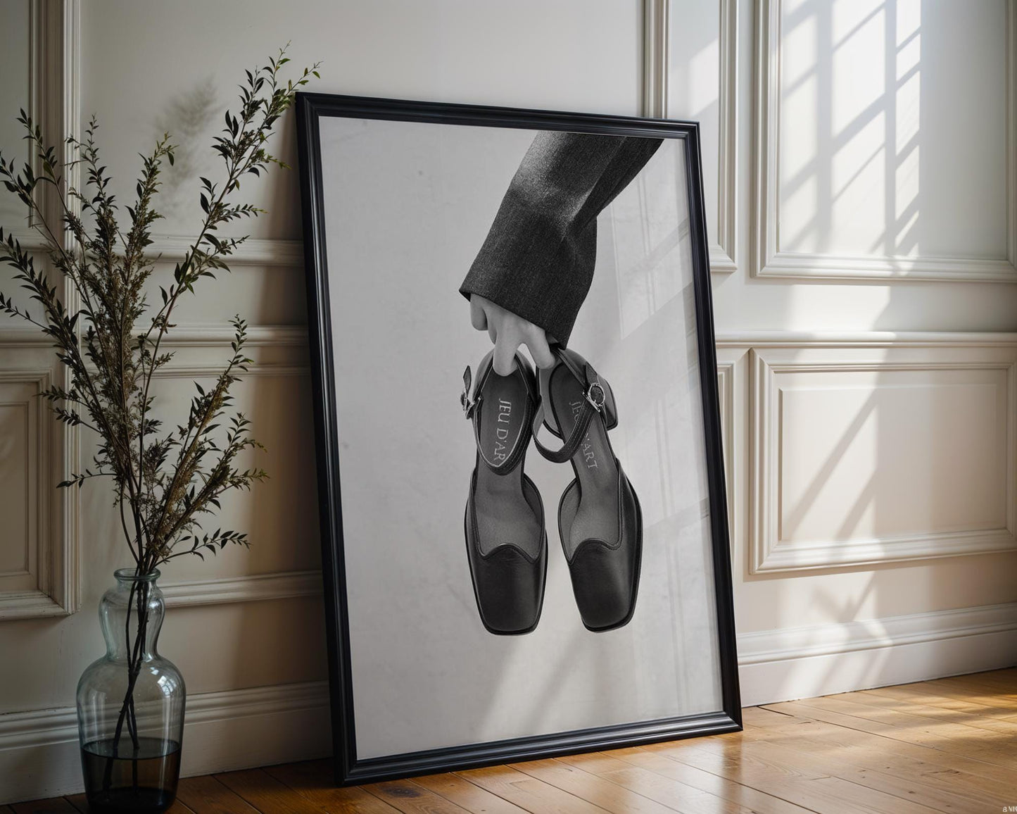 Designer Wall Art | Black and White Shoe Print | Minimalist Fashion Photography wall art print, minimalist black and white poster, modern Scandinavian wall decor, Monohaus