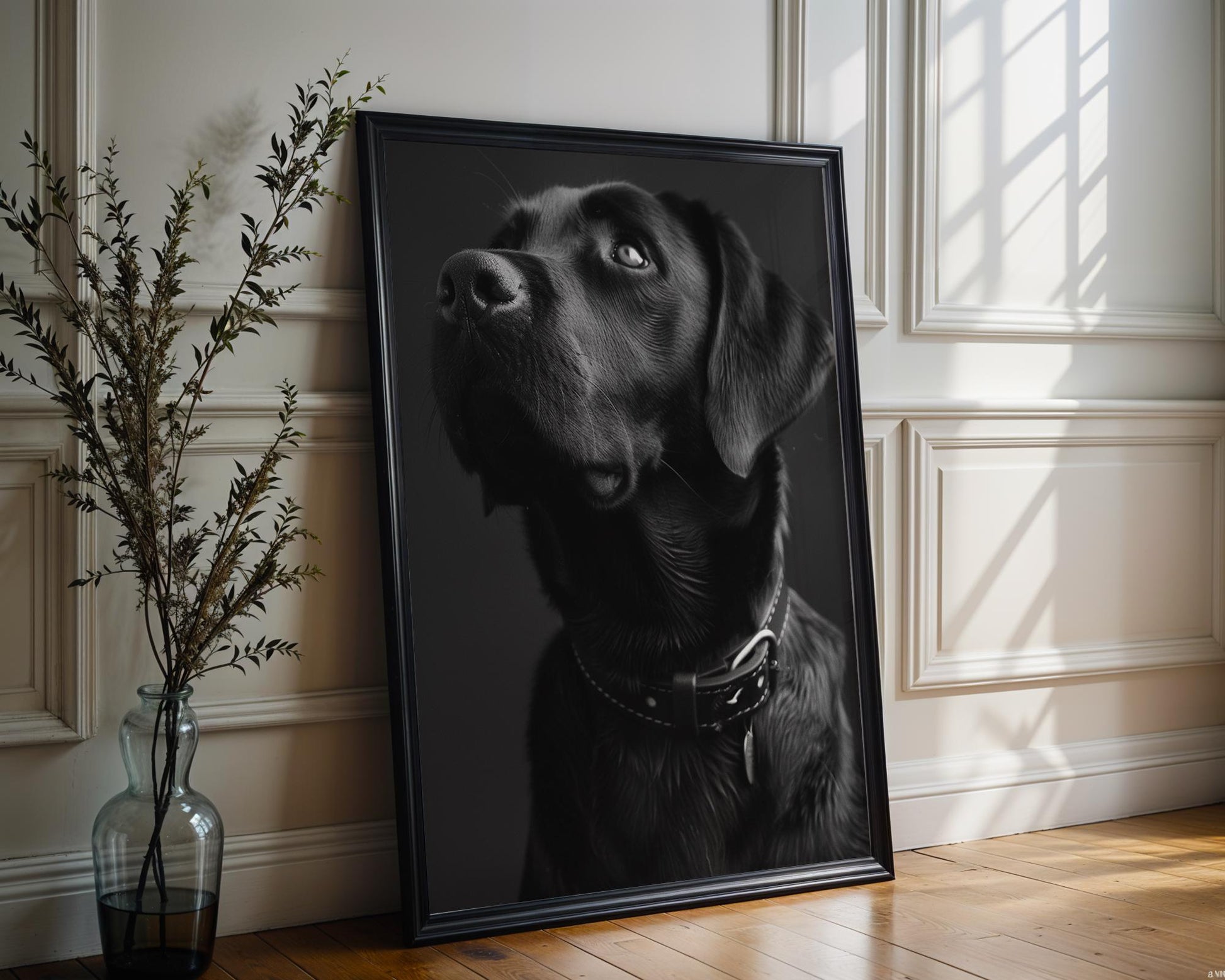 Dog Photography Black Labrador Portrait | Minimalist Fine Art Pet Print wall art print, minimalist black and white poster, modern Scandinavian wall decor, Monohaus