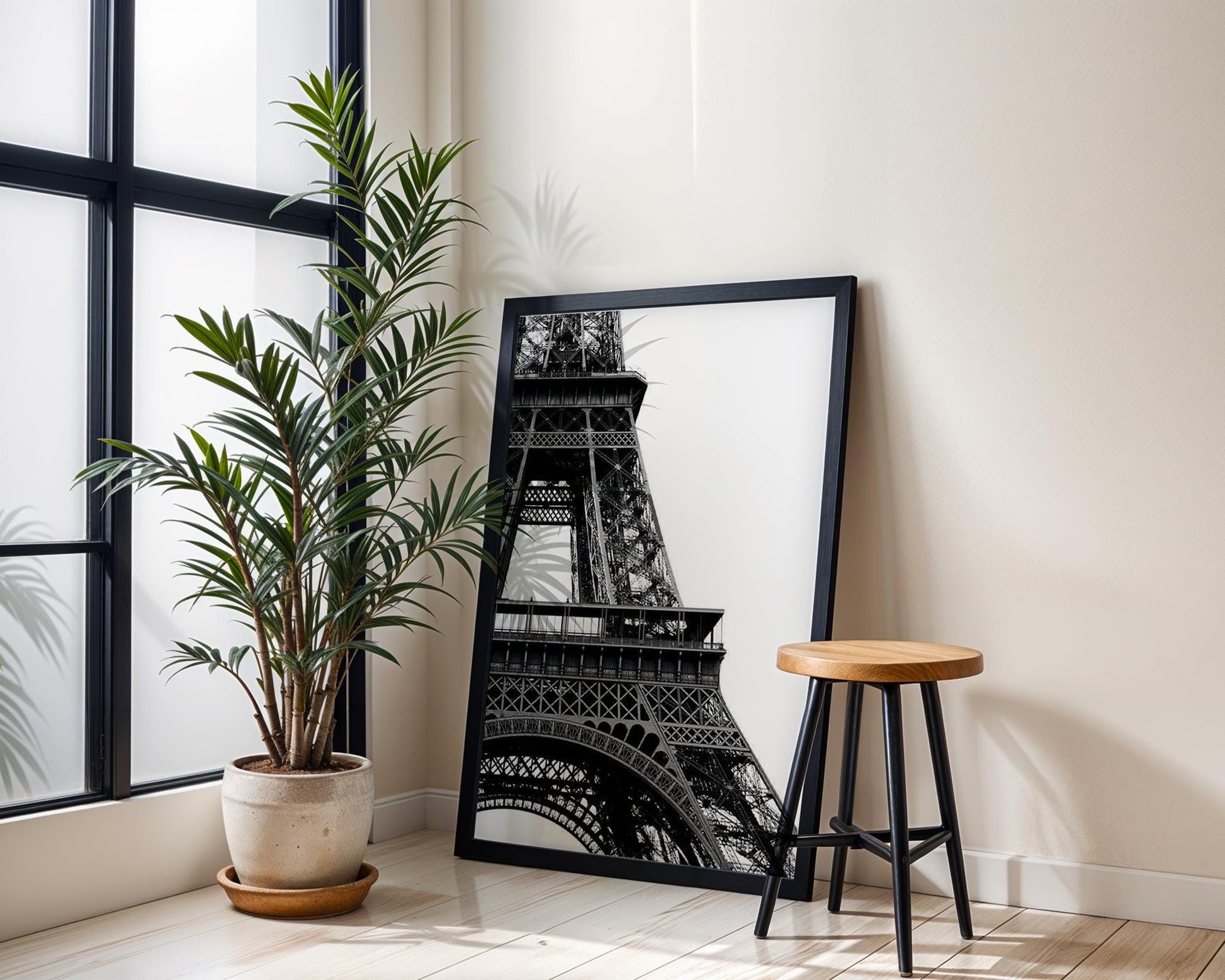 World Landmark | Eiffel Tower Print | Black and White Paris Photography, Minimalist Architecture wall art print, black and white architectural poster, minimalist modern Scandinavian wall decor, Monohaus